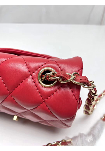 Adele Flap Small Lambskin Bag Red