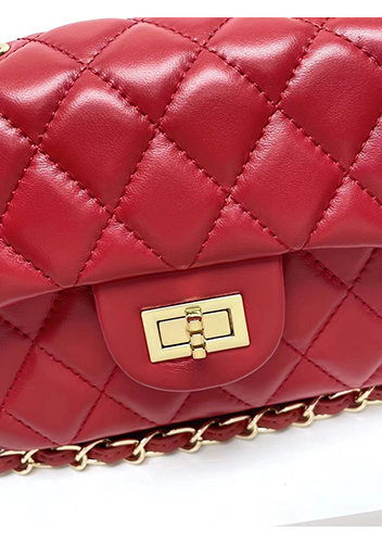 Adele Flap Small Lambskin Bag Red