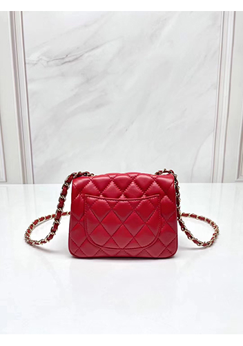 Adele Flap Small Lambskin Bag Red