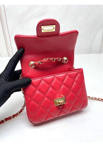 Adele Flap Small Lambskin Bag Red