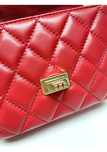 Adele Flap Small Lambskin Bag Red