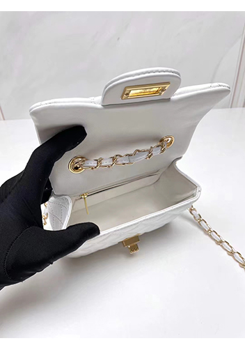 Adele Flap Small Lambskin Bag White