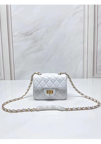 Adele Flap Small Lambskin Bag White