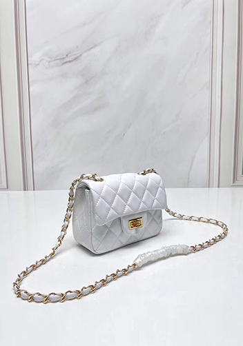 Adele Flap Small Lambskin Bag White