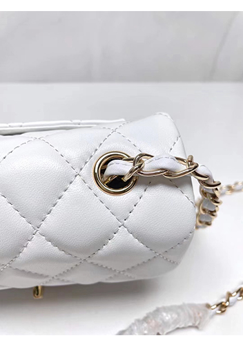 Adele Flap Small Lambskin Bag White