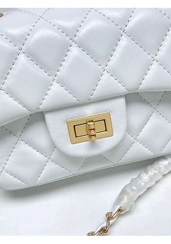 Adele Flap Small Lambskin Bag White