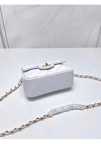 Adele Flap Small Lambskin Bag White