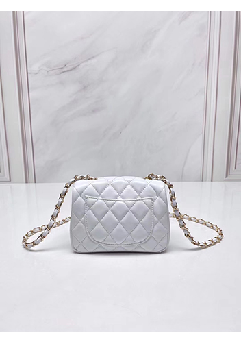Adele Flap Small Lambskin Bag White