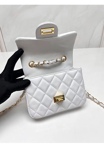 Adele Flap Small Lambskin Bag White