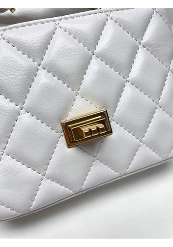 Adele Flap Small Lambskin Bag White