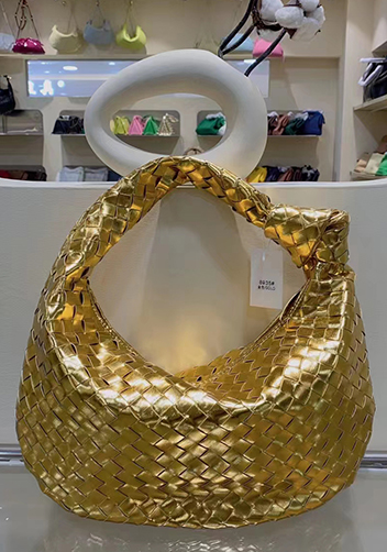 Dina Medium Knotted Intrecciato Vegan Leather Tote Gold