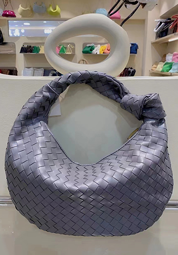 Dina Medium Knotted Intrecciato Vegan Leather Tote Grey