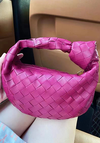 Dina Small Knotted Intrecciato Vegan Leather Tote Fuschia
