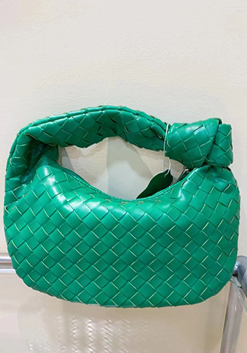 Dina Small Knotted Intrecciato Vegan Leather Tote Green