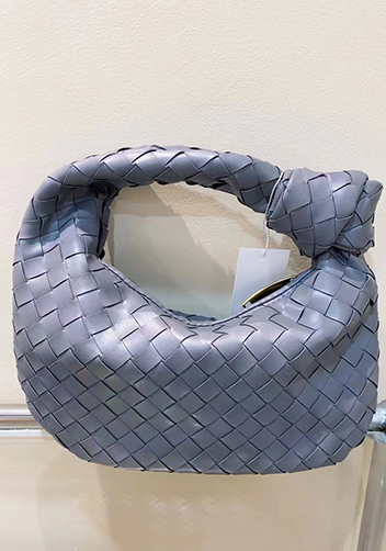 Dina Small Knotted Intrecciato Vegan Leather Tote Grey