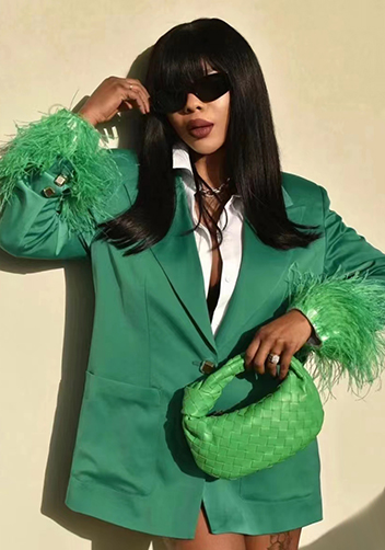 Dina Small Knotted Intrecciato Vegan Leather Tote Parrot Green