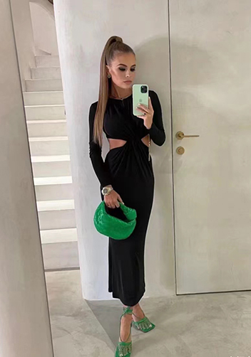 Dina Small Knotted Intrecciato Vegan Leather Tote Parrot Green