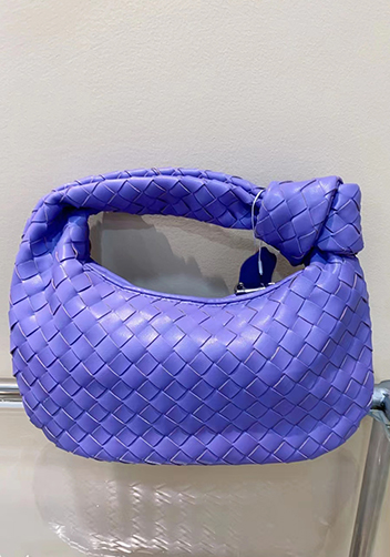 Dina Small Knotted Intrecciato Vegan Leather Tote Purple