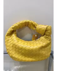 Dina Small Knotted Intrecciato Vegan Leather Tote Yellow