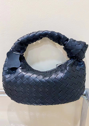 Dina Small Knotted Intrecciato Vegan Leather Tote Black