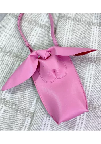 The Rabbit Pocket Shoulder Leather Bag Hot Pink