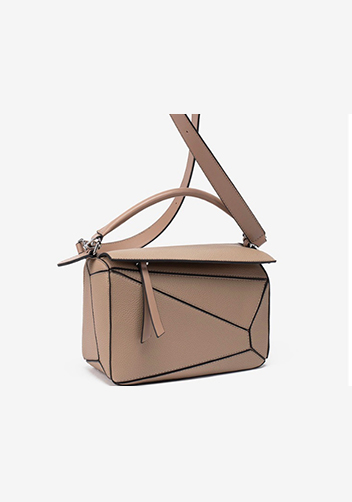 Adrienne Geometry Vegan Leather Shoulder Bag Beige