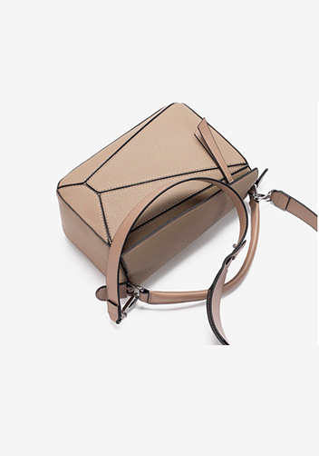 Adrienne Geometry Vegan Leather Shoulder Bag Beige