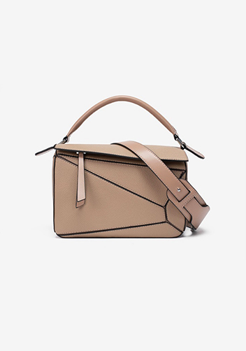 Adrienne Geometry Vegan Leather Shoulder Bag Beige