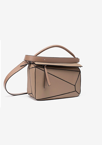 Adrienne Geometry Vegan Leather Shoulder Bag Beige