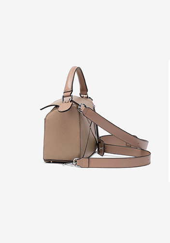 Adrienne Geometry Vegan Leather Shoulder Bag Beige