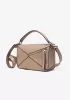 Adrienne Geometry Vegan Leather Shoulder Bag Beige