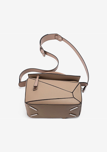 Adrienne Geometry Vegan Leather Shoulder Bag Beige