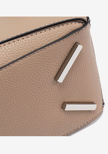 Adrienne Geometry Vegan Leather Shoulder Bag Beige