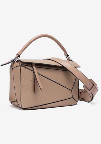 Adrienne Geometry Vegan Leather Shoulder Bag Beige
