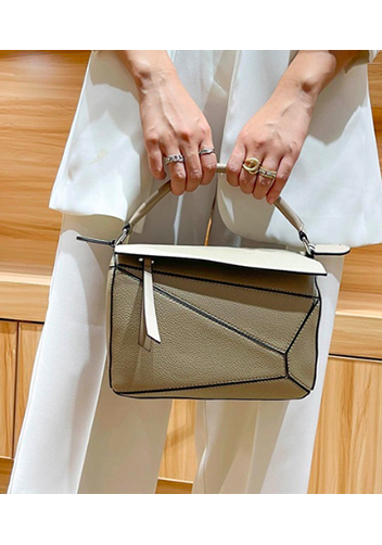 Adrienne Geometry Vegan Leather Shoulder Bag Beige