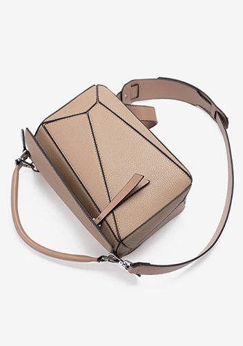 Adrienne Geometry Vegan Leather Shoulder Bag Beige