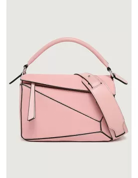 Adrienne Geometry Vegan Leather Shoulder Bag Pink