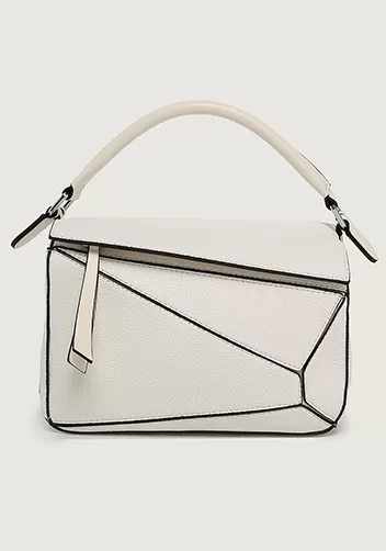 Adrienne Geometry Vegan Leather Shoulder Bag White