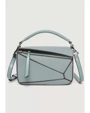 Adrienne Geometry Vegan Leather Shoulder Bag Small Blue
